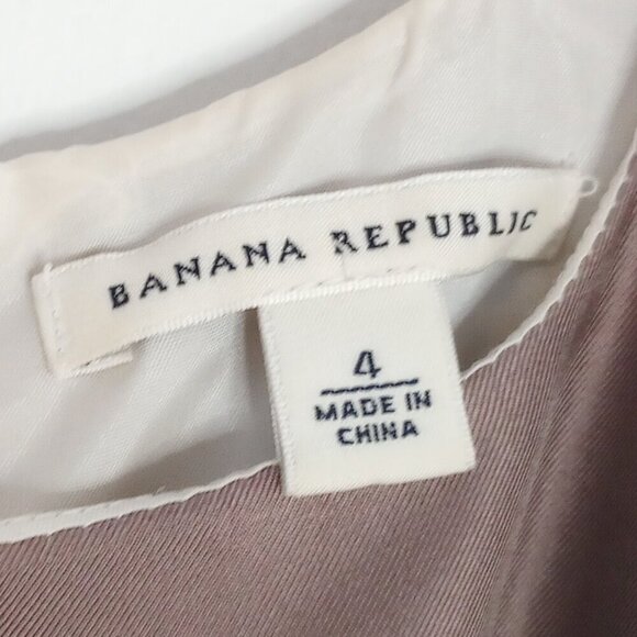 Banana Republic Silk Navy, Gold & Taupe Striped Sheath Dress - Picture 4 of 13